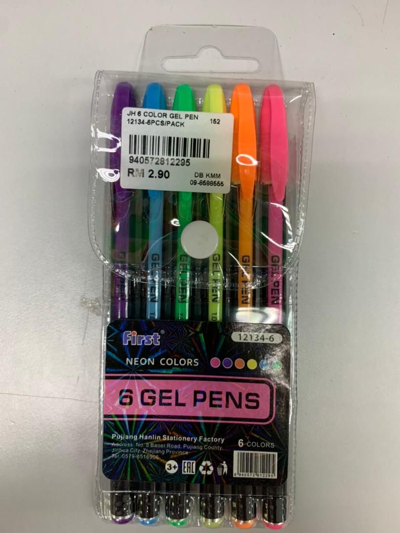 JH 6 COLOR GEL PEN 12134-6PCS/PACK