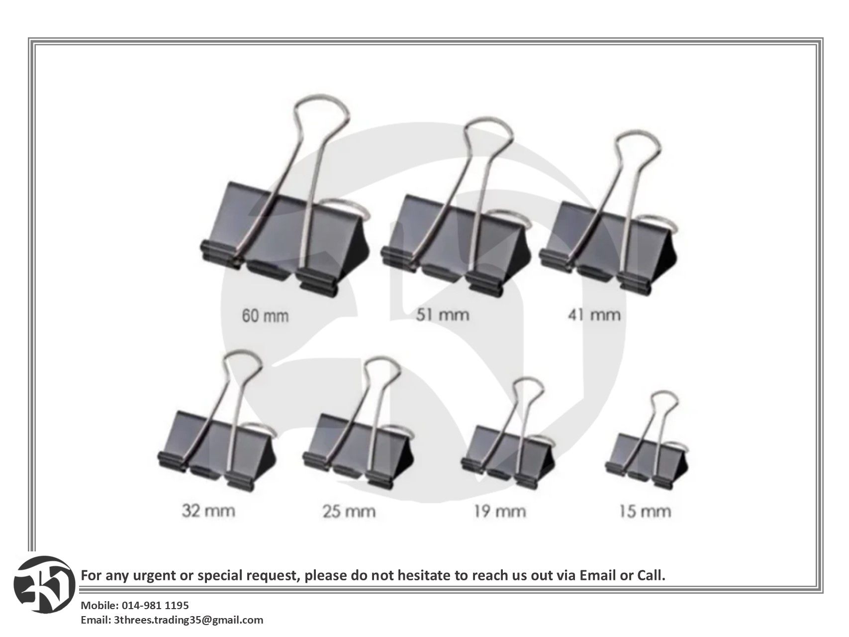 Binder Clip (15mm - 60mm)