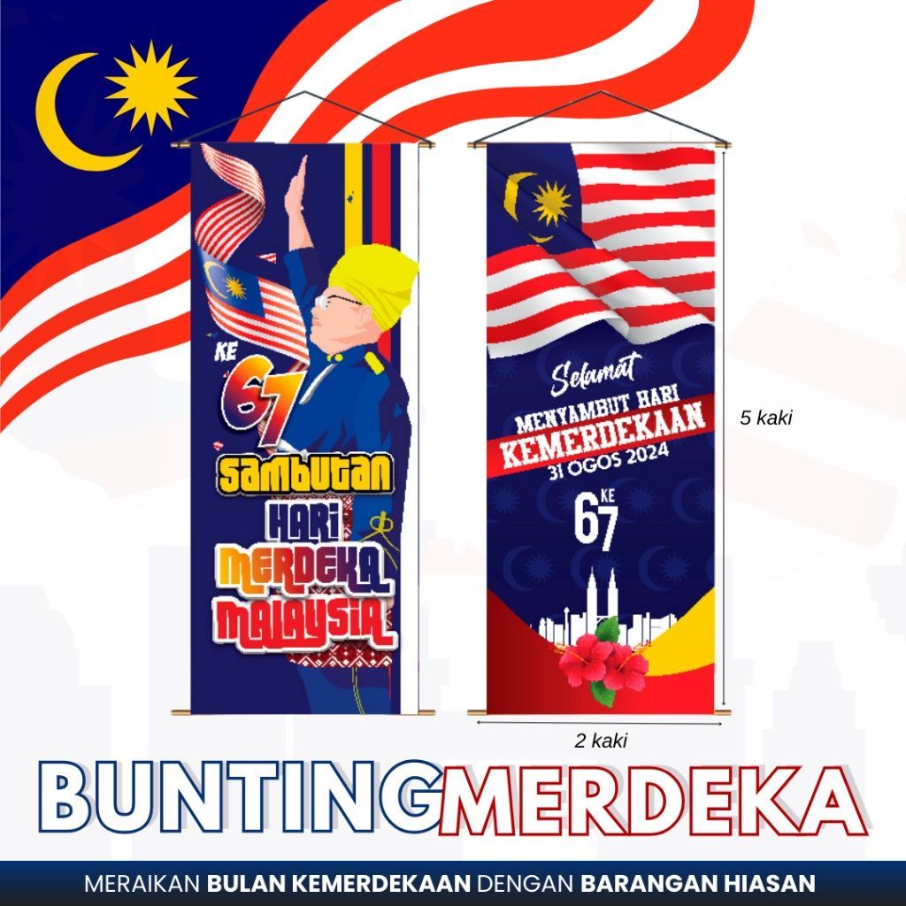 OEM Bunting Merdeka Full Printing Props Patriotik Malaysia