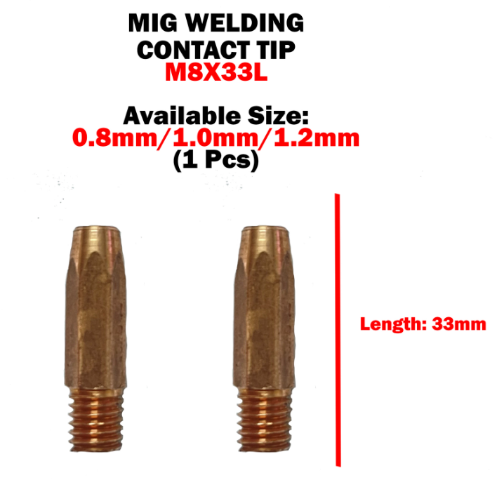 MIG WELDING TORCH CONTACT TIPS (M8X33L)