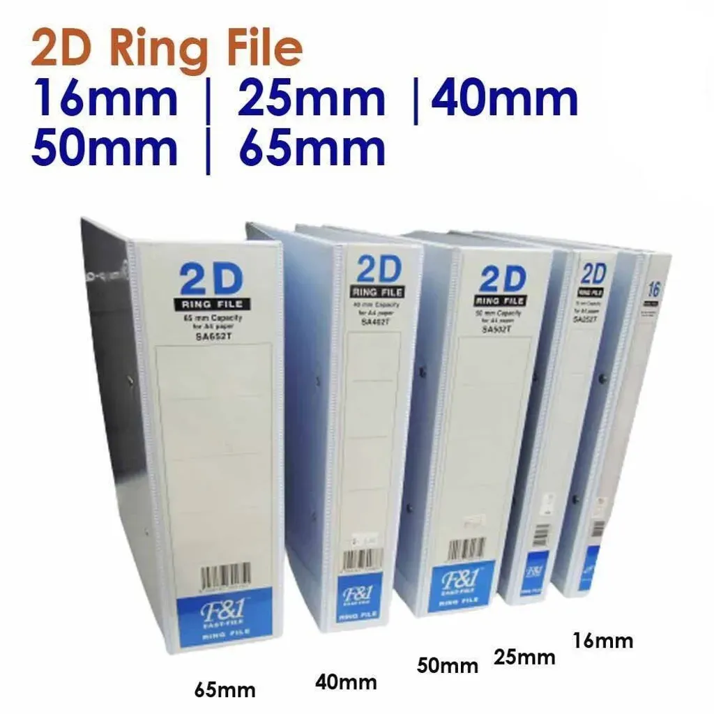 2S PVC 2D Ring File A4 White 25mm