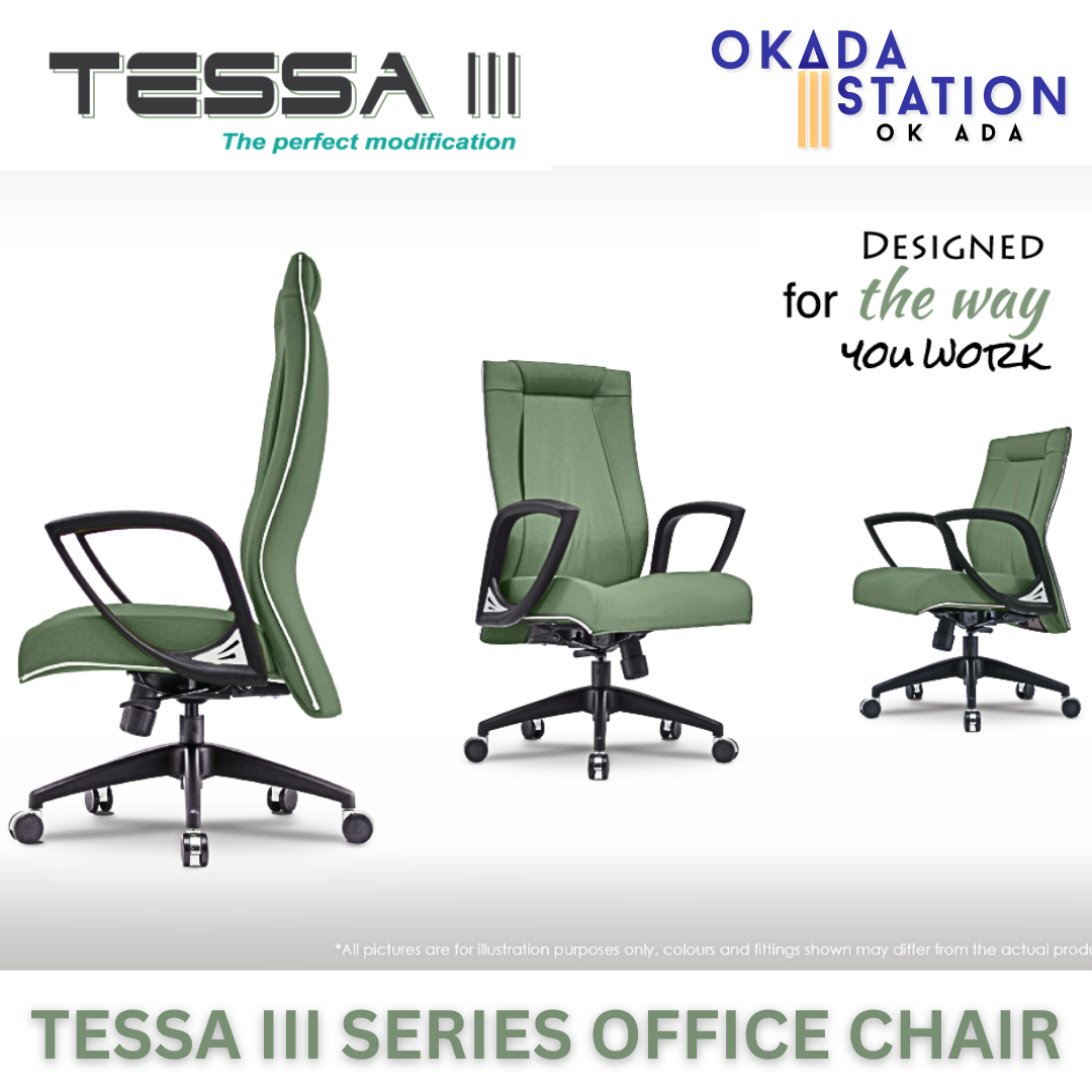 CLASSIC CHAIR TESSA III FABRIC ERGONOMIC OFFICE EXECUTIVE CHAIR WITH PP LEG - ALL SIZE / CLASSIC CHAIR / OFFICE CHAIR / ERGONOMIC EXECUTIVE CHAIR / ERGONOMIC OFFICE CHAIR / EXECUTIVE OFFICE CHAIR / EXECUTIVE CHAIR / EXECUTIVE SERIES / FABRIC CHAIR/ CHAIR / TESSA I