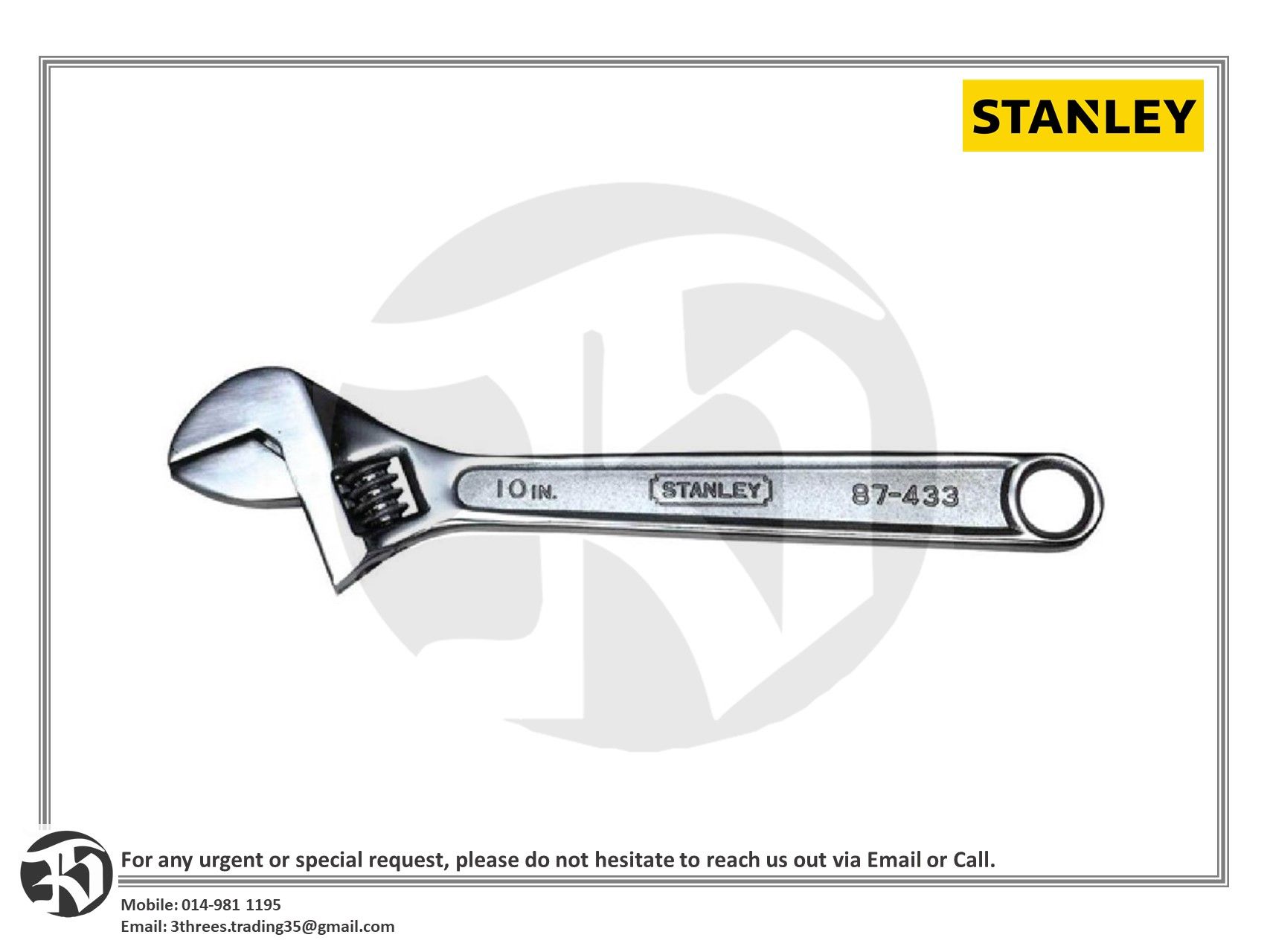 Stanley Adjustable Wrench (6"/8"/10"/12"/15")