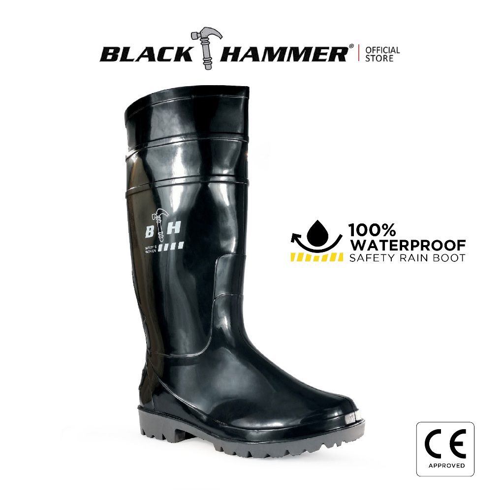 BLACK HAMMER SAFETY RAIN BOOTS WITHOUT STEEL TOE CAP & PLATE - BH(LL-4)