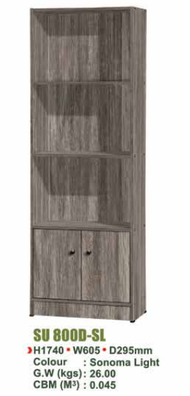 SU FILE CABINET WITH DOORS SU 800D - SL/N.OAK/WN