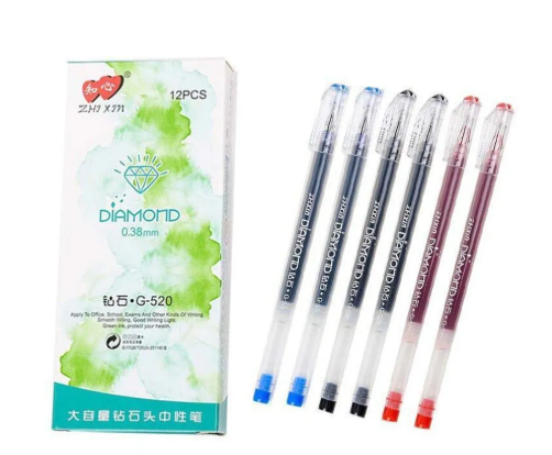 520 Test Good ZHI XIN Diamond Gel Ink Pen 0.38mm Red 6pcs 520 Red 6pcs Y-PEN-520-KK