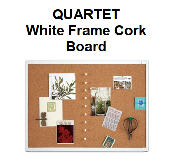 Genuine Malaysia Quartet Warranty - QUARTET White Frame Cork Board MHOB1723