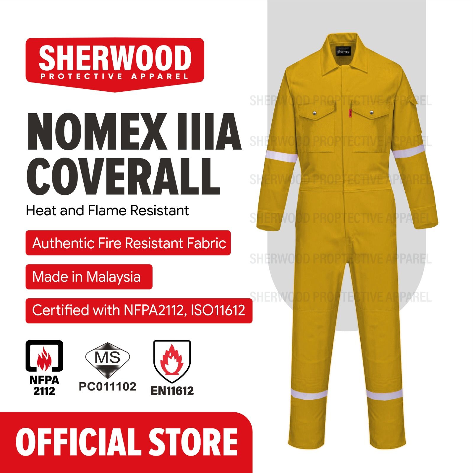 SHERWOOD NOMEX FR COVERALL (Yellow)