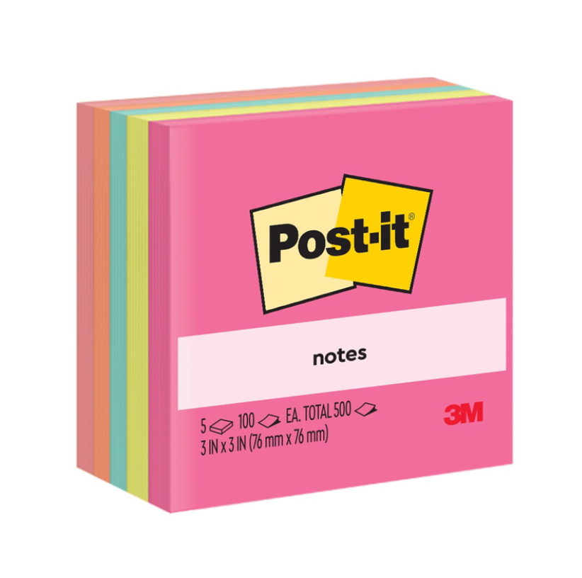 3M 654-5AN 3″ X 3″ POST-IT NOTES POPTIMISTIC (5 COLOURS) (100 SHEETS X 5 PADS)