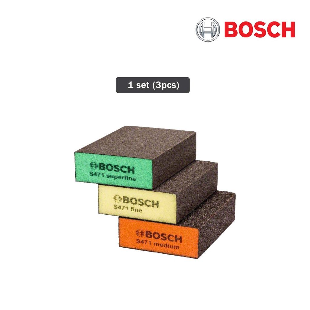 BOSCH S471 3 IN 1 ABRASIVE COLOUR FOAM BLOCK SET / MEDIUM / FINE / SUPER FINE 2608621253