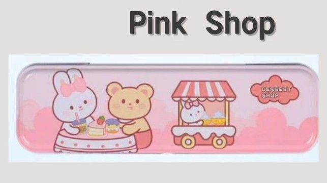 Cute Design Steel Pencil Case Double Layer for Kid / Children metal hadiah sekolah pdpr gift school gift 1pcs B-590-02 Pink Shop Y-PCST-107-KK
