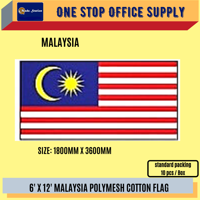 Flag MALAYSIA FLAG / FLAG / LARGE MALAYSIA FLAG / POLYMESH COTTON / 6' X 12' / 1800 X 3600MM / F1507 / Bendera Malaysia / Bendera Besar Malaysia / Bendera