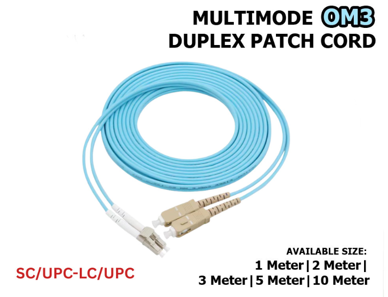 OM3 DUPLEX MULTIMODE FIBER PATCH CORD CABLE SC/UPC-LC/UPC 2.0MM AQUA (1|2|3|5|10M) PCM101