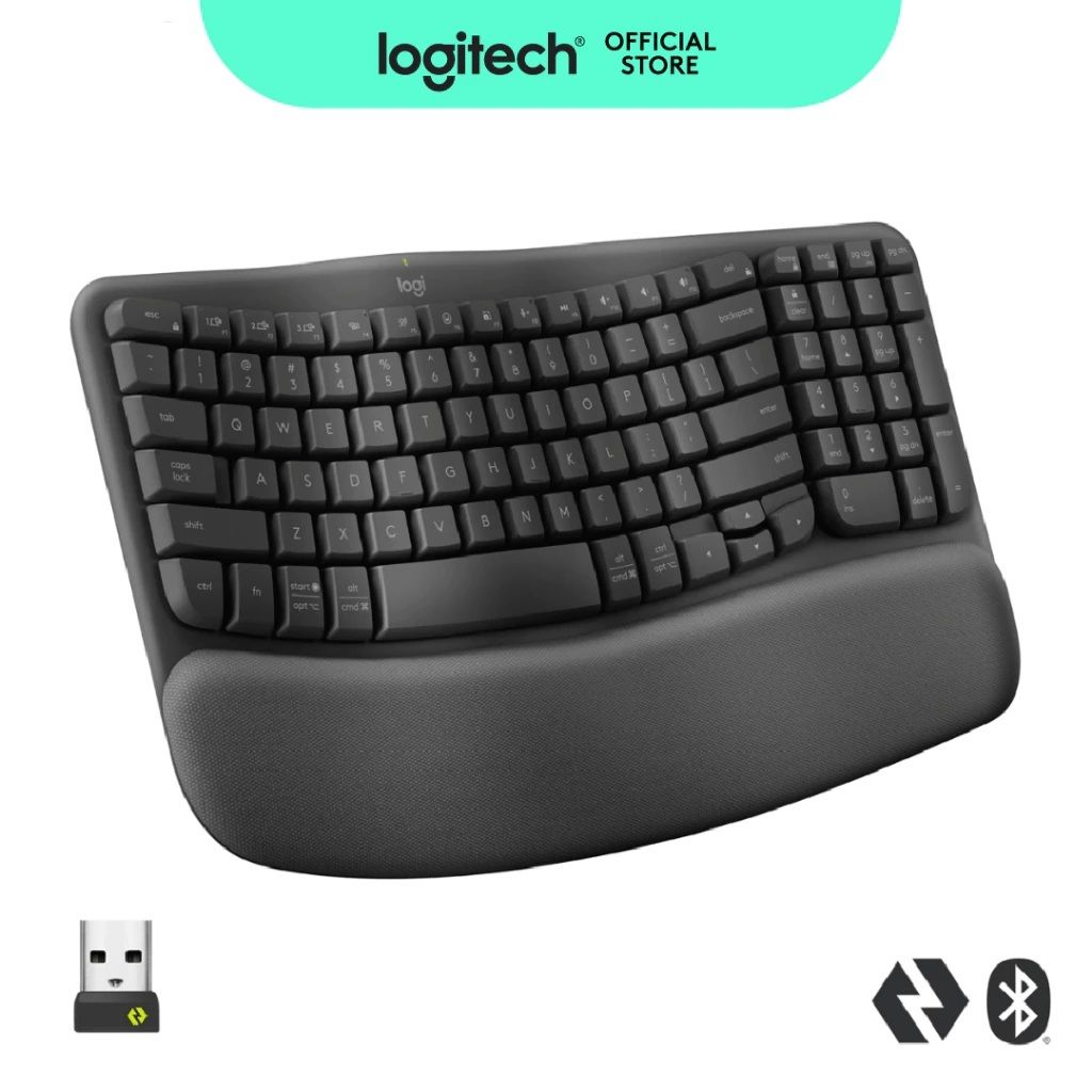 Logitech Wave Keys Wireless Ergonomic Keyboard with Cushioned Palm Rest