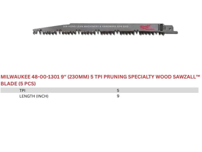 Milwaukee 12" (300mm) 7/11 TPI WRECKER™ SAWZALL™ Blade (5pcs) 48-00-5711