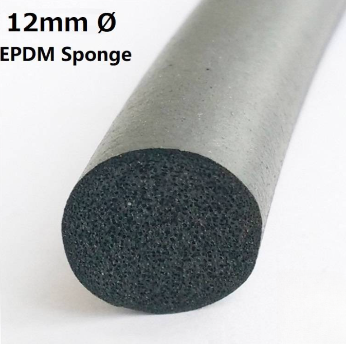EPDM RUBBER SPONGE CORD CLOSED CELL ROUND FOAM STRIP 12MM DIAMETER BLACK