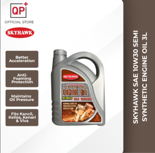 SKYHAWK SAE 10W30 SEMI SYNTHETIC ENGINE OIL 3L l MINYAK HITAM MYVI VIVA KANCIL KELISA l 发动机油-