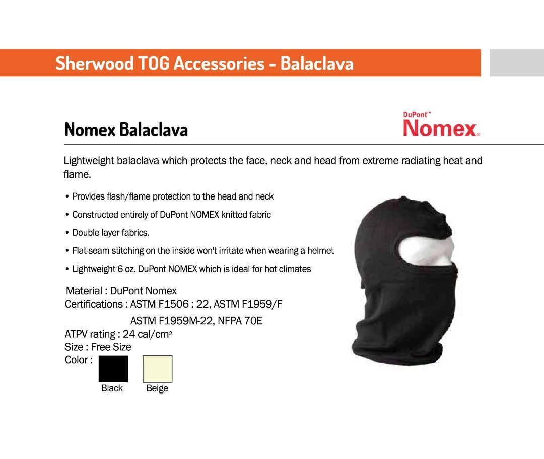 SHERWOOD NOMEX BALACLAVA