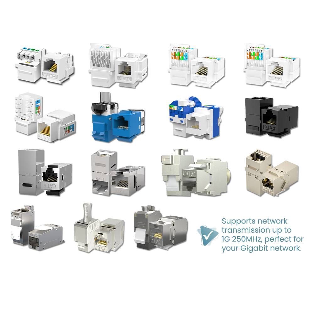 CAT3 CAT5E CAT6 CAT6A CAT7 RJ11 RJ45 SHIELDED UNSHIELDED WITH TOOLS TOOLLESS KEYSTONE MODULAR JACK