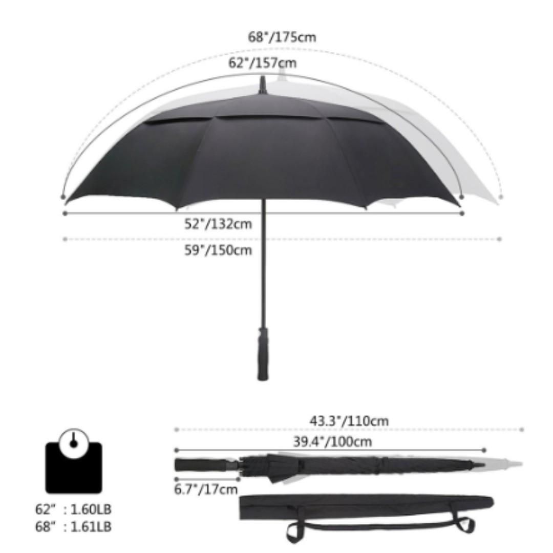 QS Golf Umbrella Extra Large Oversize Double Canopy Vented Windproof Umbrellas