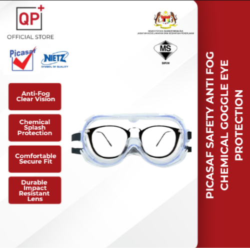PICASAF SAFETY ANTI FOG CHEMICAL GOGGLE EYE PROTECTION MEDICAL GOGGLE l CERMIN MATA KESELAMATAN 护目镜-