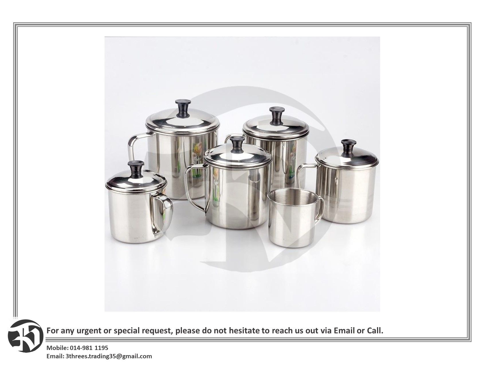 BEE BRAND STAINLESS STEEL MUG WITH COVER