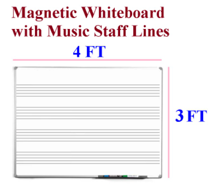 3' x 4' Magnetic Music Whiteboard with Music Staff Lines 90 x 120 cm/3 x 4 ft