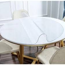 Transparent round table cover alas meja bulat plastik pvc table mat Round