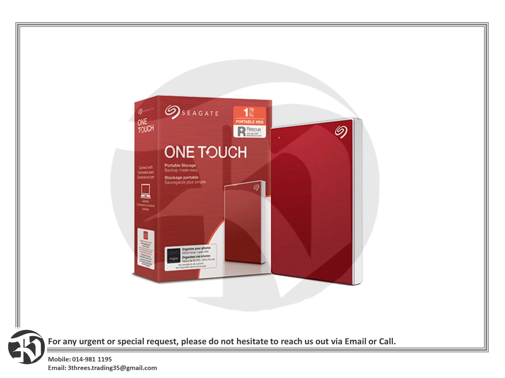 Seagate 1TB One Touch Portable External Hard Disk Drive