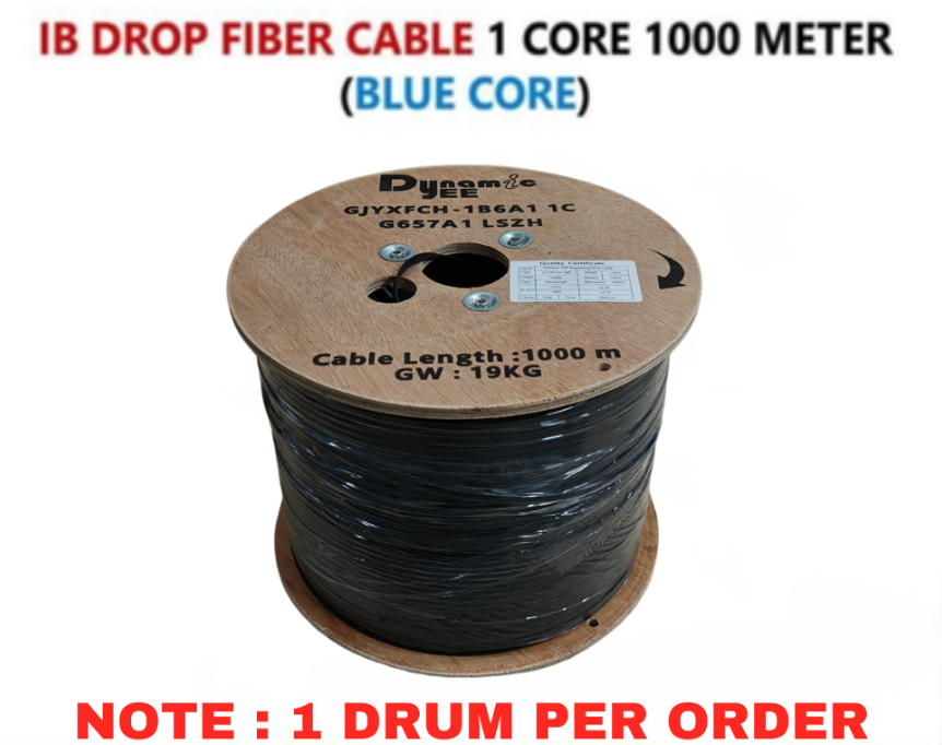 FTTH TM SPEC OUTDOOR IB DROP FIBER 1 CORE (BLUE CORE)1000M (FRP) GJYXFCH -1B6A1 G657A1 IB401 (NOTE: 1 DRUM PER ORDER)