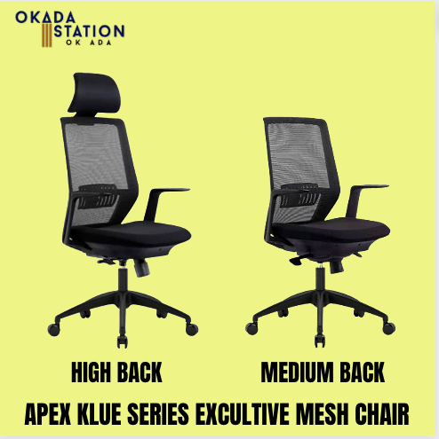 APEX KLUE SIRIES ERGONOMIC MESH CHAIR WITH POLY BASE / HIGH BACK / MEDIUM BACK / OFFICE CHAIR / ERGONOMIC CHAIR