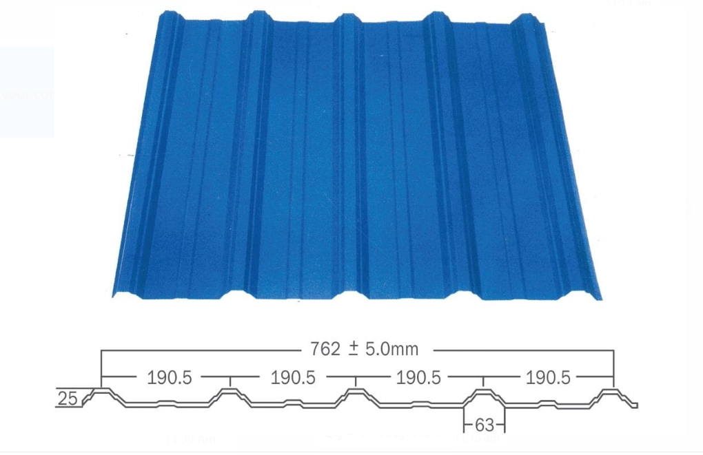 METAL DECK ZINC G25 BEIGE STEEL CORRUGATED ROOFING _SIZE W2.5' x L8' / COLOUR : BLUE