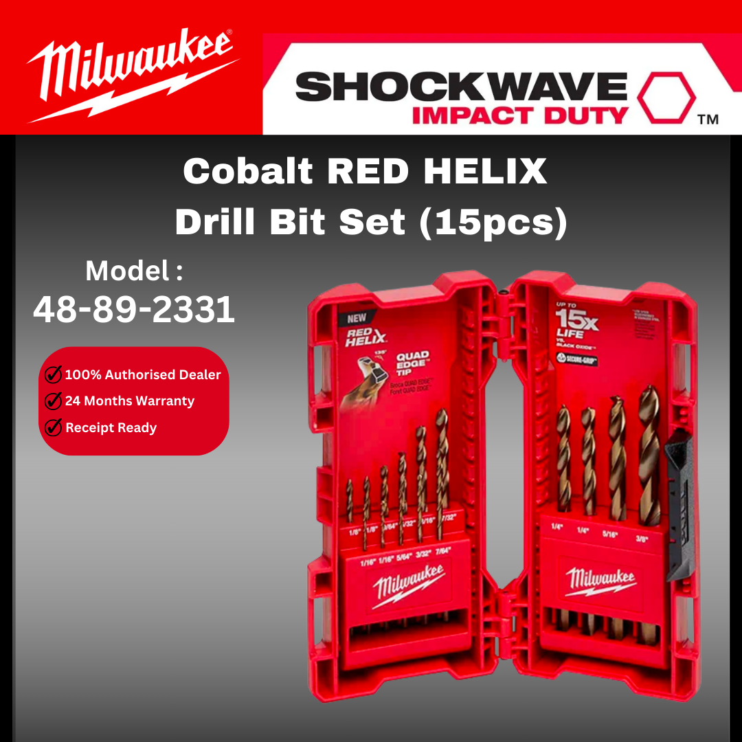 Milwaukee Cobalt RED HELIX Drill Bit Set / 48-89-2331 / Percussion Drill Bit Set / Mata Penebuk Lubang / Hammer Drill Set / Wall Drill Set