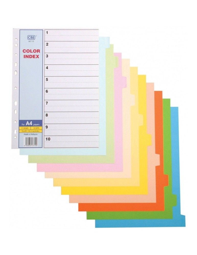 CBE COLOR A4 PAPER COLOR INDEX DIVIDERS