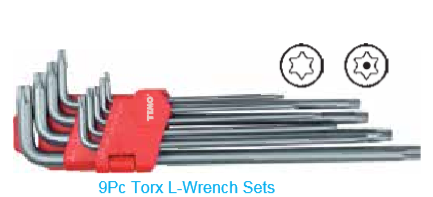 Temo 9Pc Standard Length Torx Tamper L-Wrench Set - T10-T50