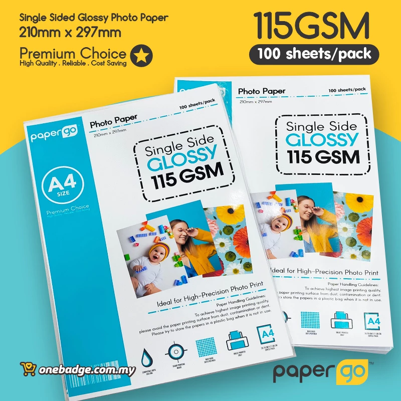 Inkjet Photo Paper 115gsm For Button Badge Single Side Glossy A4 (100 pcs/pkt)