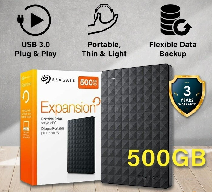 Seagate Expansion 500GB USB 3.0 Portable External Hard Disk Drive - Black