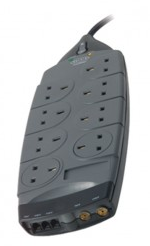 BELKIN 8 WAY SURGE WITH TELEPHONE & Ariel PROTECTION-4 METER F9G823sa4M-GRY