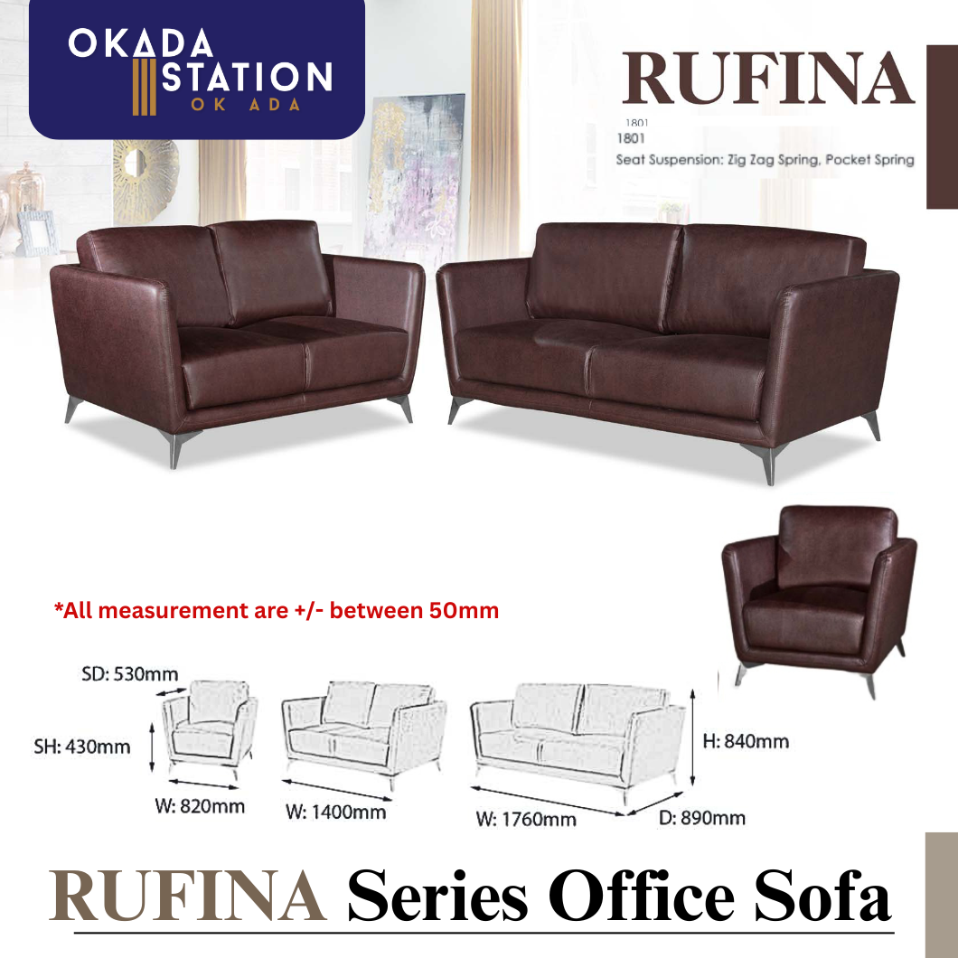 RUFINA SERIES OFFICE SOFA - ALL SIZE / SINGLE SEATER / DOUBLE SEATER / TRIPLE SEATER / 1+2+3 SEATER SET / VISITOR SOFA / PU LEATHER / FABRIC / SOFA PELAWAT / SOFA PEJABAT / SOFA / RUFINA 1801