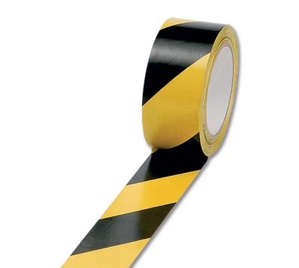 ADHESIVE FLOOR HAZARD WARNING TAPE BLACK YELLOW