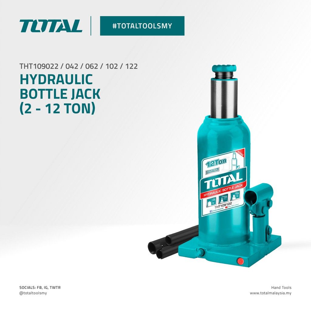TOTAL HYDRAULIC BOTTLE JACK (10 TON-12 TON) THT109102/THT109122