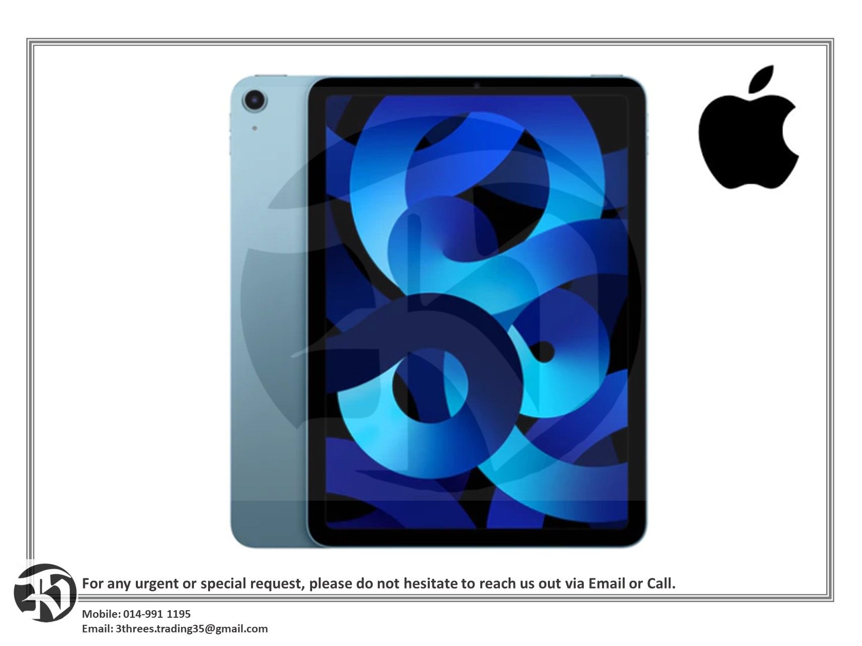 APPLE-10.9-inch iPad Air (5th Generation) 256GB, WIFI +Cellular