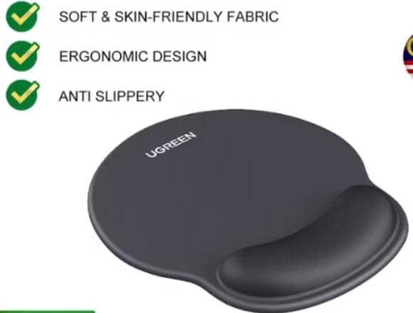 UGREEN ergonomic mouse pad with wrist rest support soft skin, colour gray, black and green