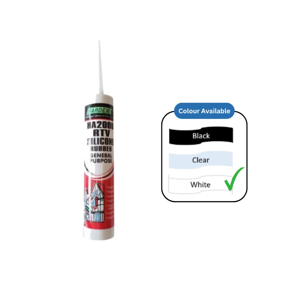Hardex HA2000 RTV General Purpose Silicone Sealant Clear/Black/White