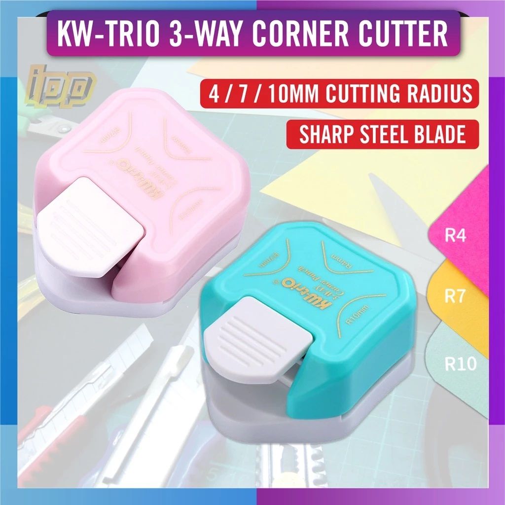KW-TRIO 3 in 1 Corner Rounder 4mm, 7mm, 10mm / Round Corner Trimmer Cutter for Card Photo Paper Laminating Pouches