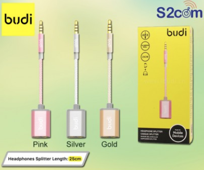 Budi 25cm Headphone Microphone Stereo Audio Splitter Adapter Cable (CB227)