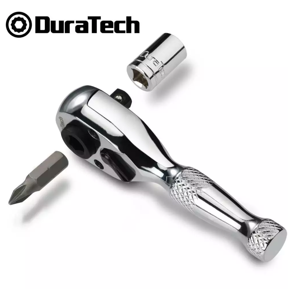 DURATECH 1/4-INCH STUBBY RATCHET WRENCH SOCKET & BIT DRIVER 72-TOOTH