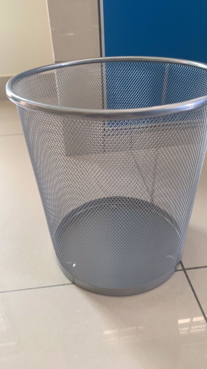 QS Metal Mesh Round Trash Bin Dustbin Waste Bin