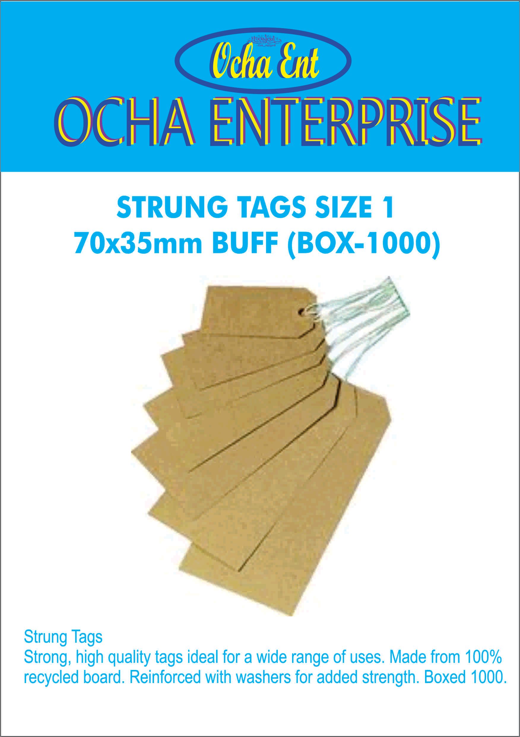 STRUNG TAGS SIZE 1 70x35mm BUFF (BOX-1000)