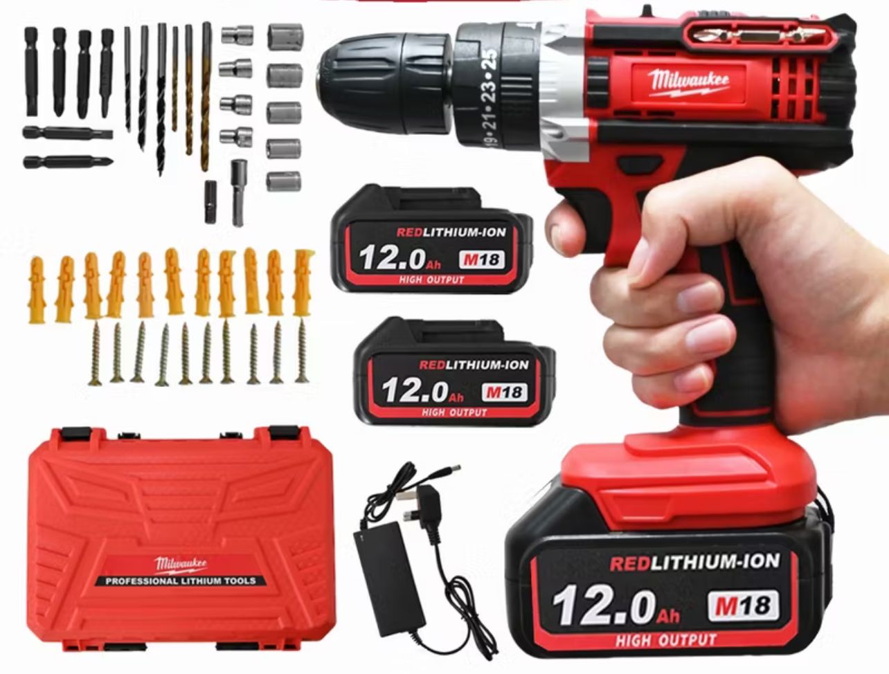 Milwaukee 128V Cordless Drill Impact Drill Hand Drill Cordless lmpact Screwdriver Drill Hammer Drill Tools